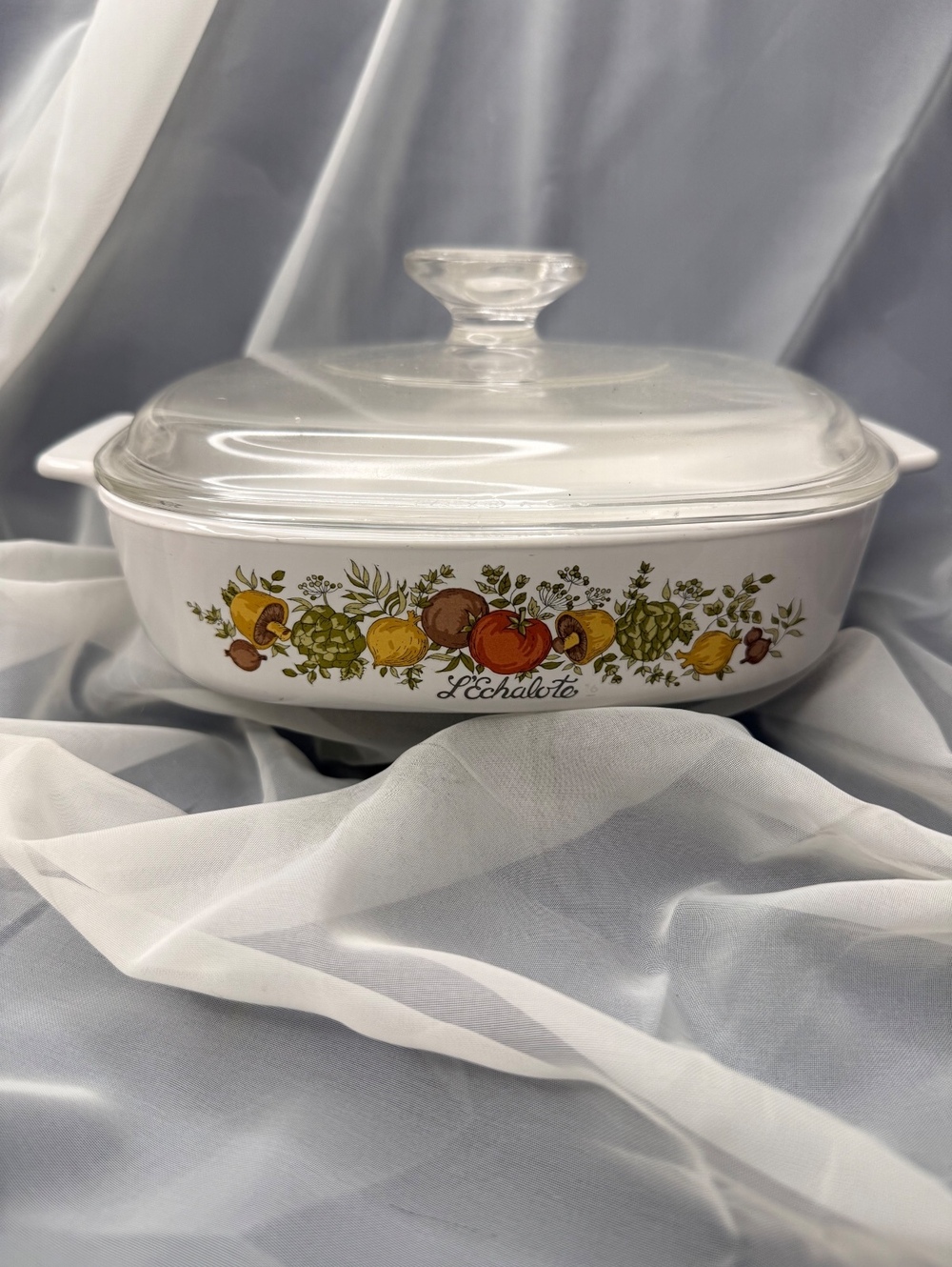 Corning Ware L’Echalote A-2-B 2 Qt Casserole Dish w/ Pyrex A-2-C Glass Lid 1983
